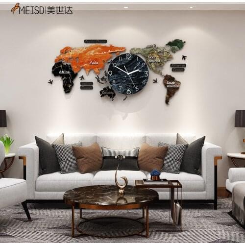 MEISD DIY Mirror Stickers Large World Map Seperated Clock Acrylic Watch Modern Self Adhesive New Design Horloge Free Shipping