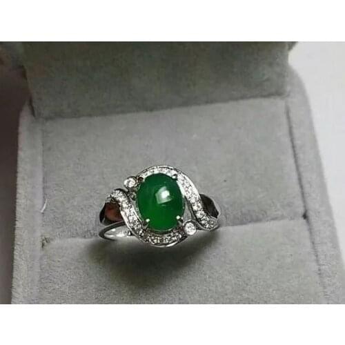 Womens Fashion 925 Silver Ring Elegant Luxury Green Gemstone Jewelry Wedding Engagement Party Ring Size 5-11