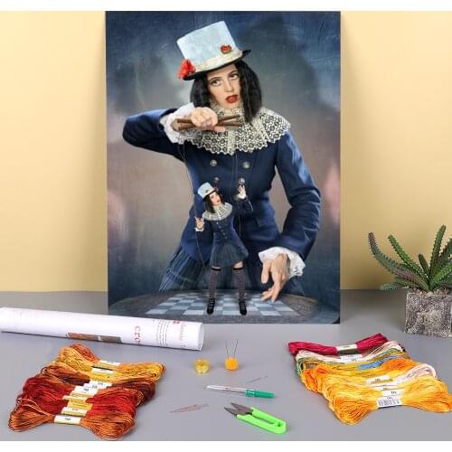 Woman Girl Printed 11CT Cross Stitch Patterns DIY Embroidery DMC Threads Handicraft Handiwork Handmade Knitting Counted