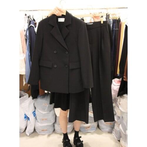 Women pant suits formal fashion double-breasted loose casual suit suit female OL professional suit pants temperament suit
