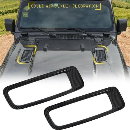 1Pair Carbon Fiber Car Engine Hood Air Vent Cover Trim For 2018 for Jeep Wrangler JL