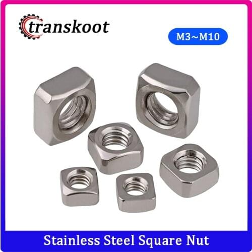 10/20/50Pcs DIN557 M3 M4 M5 M6 M8 M10 Stainless Steel Square Nut M3 M4 M5 M6 M8 M10