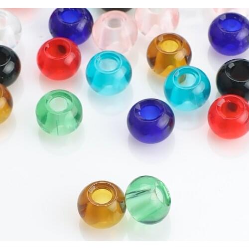 20Pcs Big Hole Beads Glossy 8x14mm Glass Roud Beads With Large Hole For DIY Making Charms Bracelets Necklace Jewelry Accessories