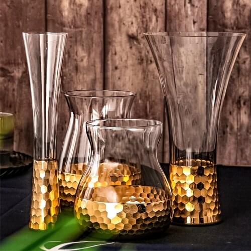2021 flower vase ins style gold-plated honeycomb glass vase simple Nordic style home accessories modern decoration