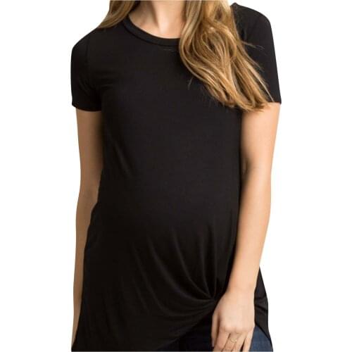 #48 Pregnancy Top Summer Women Maternity Clothes Short-sleeved Solid Color Irregular Hem Loose Shirt T Shirt Maternité Grossesse