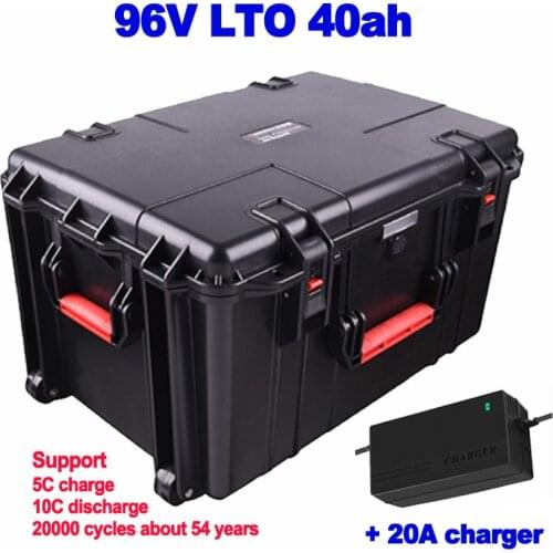 LTO 96v 40ah lithium titanate Battery Pack 20000 cycles mechanical exploration equipment racing motorcycle forklift +10A charger