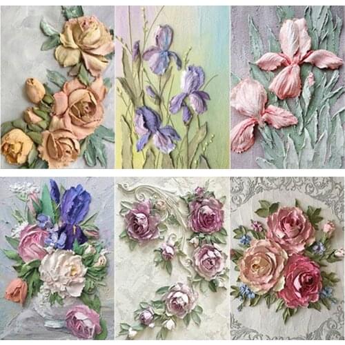 5D DIY Diamond Painting Full Square Round Drill Oil Color Flowers Diamond Embroidery Scenery Cross Stitch Home Decor Manual Gift