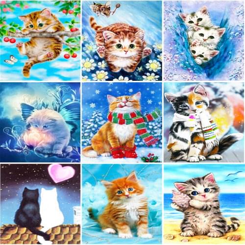 5D DIY Diamond Painting Full Square Cat Rhinestones Pictures Diamond Embroidery Animals Mosaic Sale Home Decoration