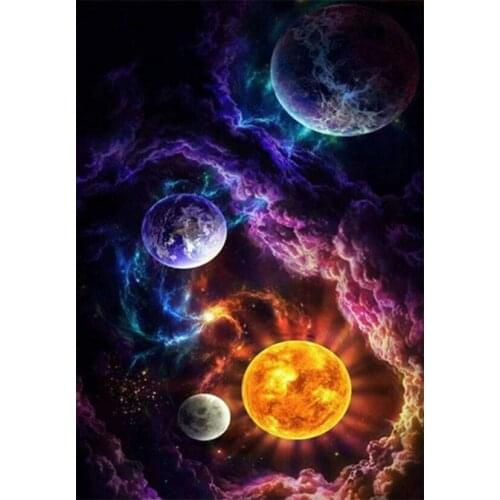 DIY 5D Diamond Painting Universe Planets Galaxy Sun Earth Clouds 3D Cross Stitch embroidery Mosaic Crystal Diamond Art