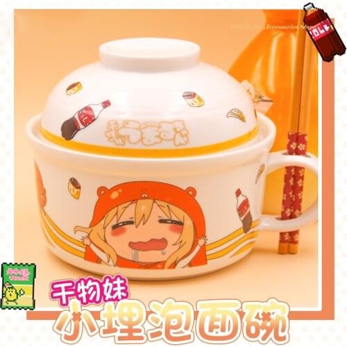 Anime Himouto! Umaru-Chan Doma Umaru Instant Noodle Bowl Tableware Anti-Scalding Lunch Box With Spoon Chopsticks Set Cosplay