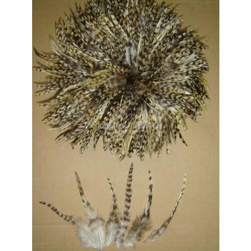 Free shipping 100pcs 12-16cm natural color grizzly stripe chicken rooster plumage feathers for jewelry making bulk sale
