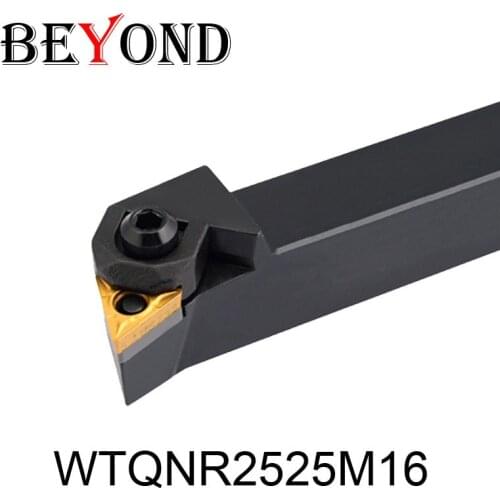 BEYOND WTQNR WTQNR2525M16 25mm Lathe Cutter External Turning Tool Holder Set Boring Bar Korloy TNMG Carbide Insert TNMG160404