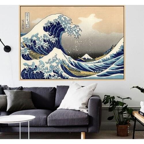 The Great Wave of Kanagawa Ukiyoe Japanese Art Poster Vintage Wall Canvas Print for Living Room Decoration Cuadros Unframed
