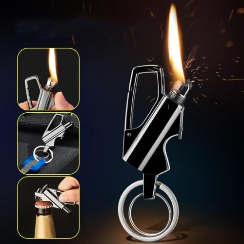 Board The Keychain Cigarette Cigar Flint Lighter Windproof Metal Matches Men Gadgets Kerosene Oil Square Metal Gasoline Lighter