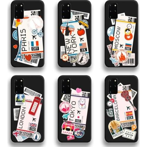World Citiy Paris Moscow New York Travel Tickets Phone Case For Samsung Galaxy S21 Plus Ultra S20 FE M11 S8 S9 plus S10 5G lite