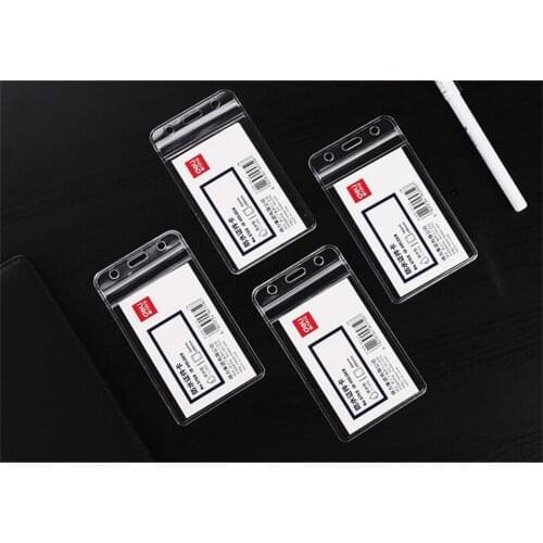 Strength Waterproof Soft Student Office Certificate ID Tag Hanging Rope Work Name Card Sets Card Sleeve Badge Case Buckle Clip