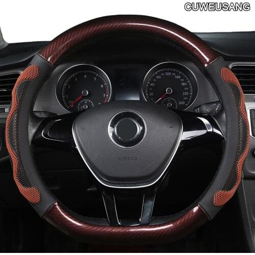 CUWEUSANG Carbon Fiber Leather Car Steering Wheel Cover For LADA Granta Kalina Vesta Niva Xray Priora