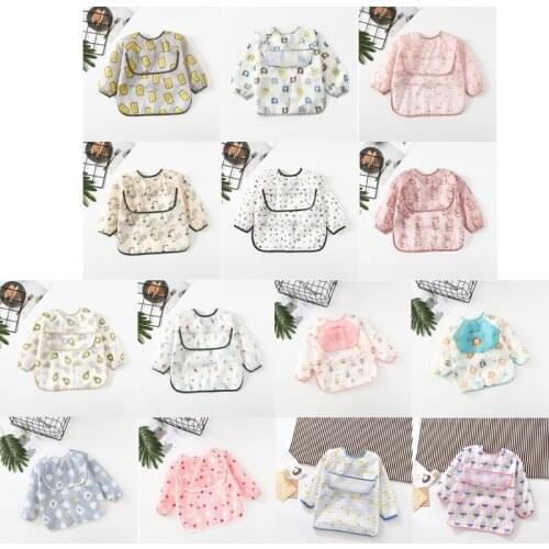 Baby Bibs Toddler aterproof Long Sleeve Apron Cartoon Animals Children Feeding Smock Bib Baby Stuff