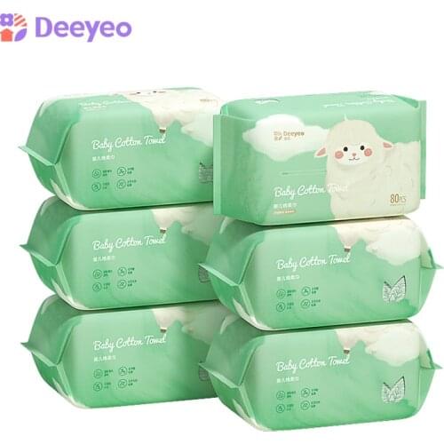 Deeyeo Baby Cotton Towel Disposable Soft Skin Friendly Facial Cleansing Dry Wet Dual Pearl Pattern Children Paper Towels