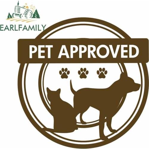 EARLFAMILY 13cm x 12.9cm for Pet Approved Cat Paw Dog Cartoon Car Stickers Trunk Personality Surfboard Laptop RV Decal Graphics