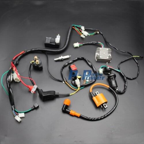 Complete Electrics Wiring Loom Harness CDI Ignition Coil Spark Plug Switch for Chiese Dirt Pit Trail Bike 150cc 200cc 250cc