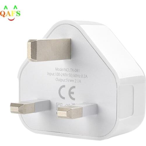Hot sale 1Pc 3 Pin USB Power Adaptor Charger For Mobile Cell Phone Tablet UK Plug Mains Wall