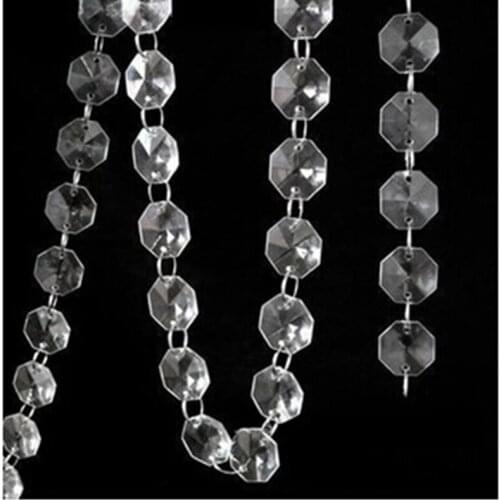 Hot 100meters/500meters 14mm Transparent Acrylic Octagonal Bead Garland Strands For Wedding Part Wishing Tree Decoration