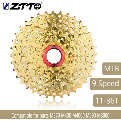 ZTTO Mountain Bike MTB 9 Speed Cassette 9 Velocidade 9S 36T Bicycle Parts Gold Cassete Freewheel For M430 M4000 M590 M3000 416g