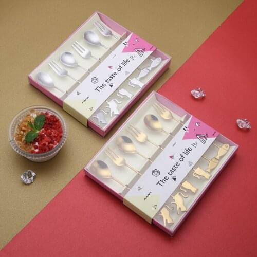 Coffee Spoon 304 Stainless Steel Tea Spoons Forks Funny Cat Cutlery Sets Tableware Ice Cream Dessert Spoon Kitchen Accessories