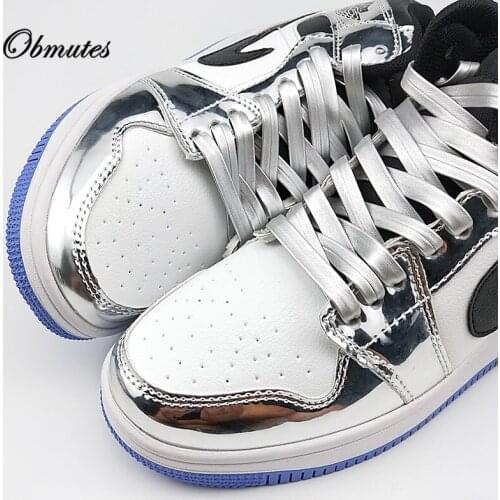 120cm/47.2'' Soft microfiber leather shoelace soft golden silver shoe laces for men and women sports shoes