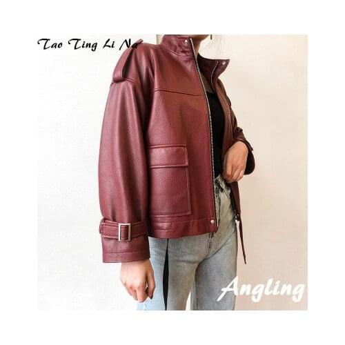 Top brand Women Spring 2020 Genuine Real Sheep Leather Jacket W22 high quality