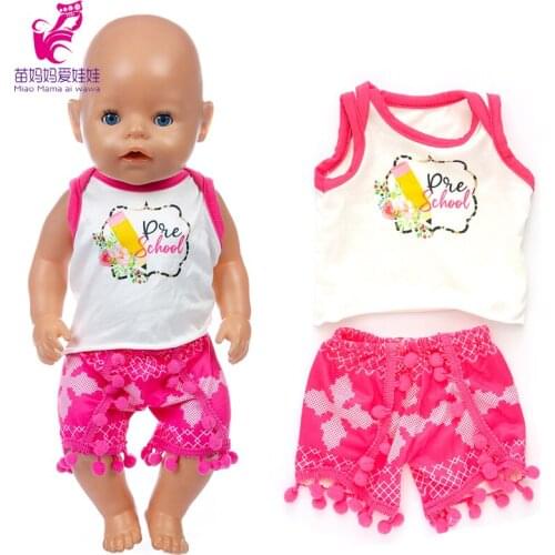 43cm born baby doll summer shirt short for 18 inch american generation girl doll clothes pants
