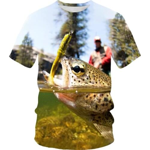 2021 summer fashion animal world 3D printing mens trend fish and monkey short-sleeved T-shirt clothing