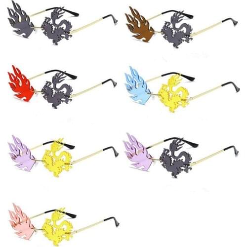 Fashion Chinese Style Women Rimless Sunglasses Hollow Lens Sun Glasses Funny Goggles Masquerade Eyeglasses Ornamenta A