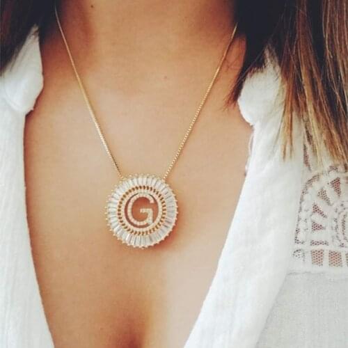 Fashion Women A-Z Initials Gold Chain Necklace Copper Micro Pave CZ 26 Letter Pendant Initial Name Necklace Charm Jewelry Gift