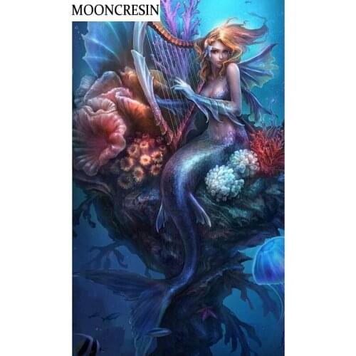 MOONCRESIN 5D Diy Diamond Painting Mermaid Cross Stitch Diy Diamond Embroidery Full Drill Mosaic Crafts New Year Gift Home Decor