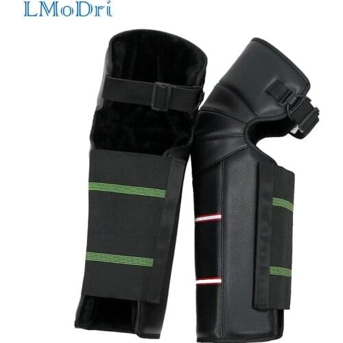 LMoDri Motorcycle Warm Kneepad Legs Warmer Motorbike Riding Knee Pads Windproof Winter Anti-cold PU Leather Waterproof