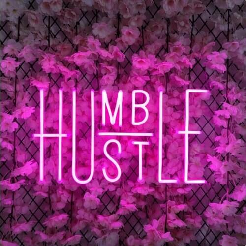 Custom Hustle Humble Neon Sign Light LED Flexible Wall Hanging Acrylic Decor Indoor for Home Room Visual Art Bar Pub Club Party