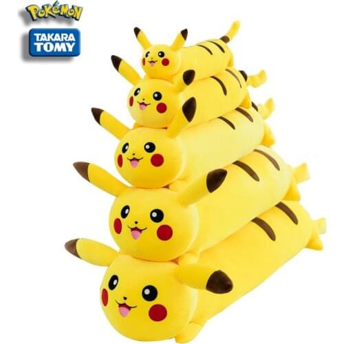 Original TAKARA TOMY Pokémon Cartoon Pikachu Plush Doll Pikachu Hugging Leg Plush Pillow Child Birthday Christmas Gift