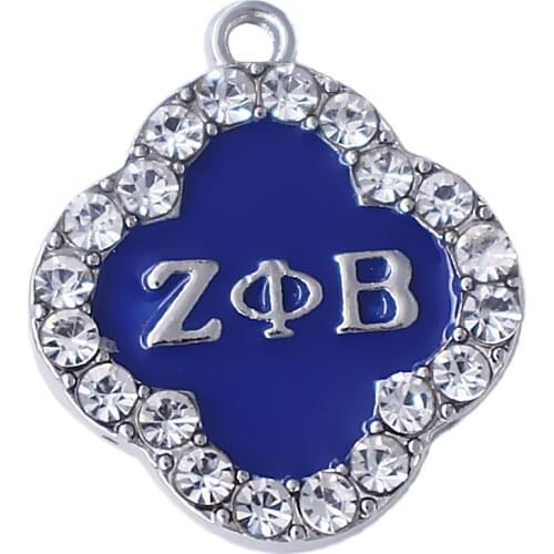 Hot Popular Blue Enamel ZETA PHI BETA Greek Alphabet Metal Pendant for University sorority society Jewelry DIY Accessories