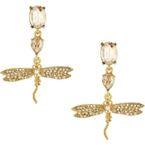 CSxjd 2020 New Crystal inlaid crystal personality design dragonfly shape earrings in 2 colors
