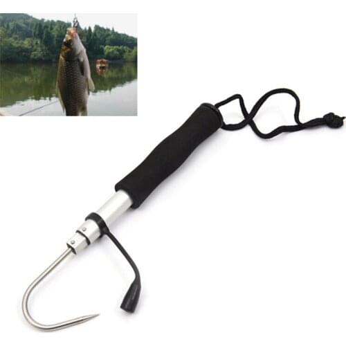 60/90/120cm Sea Telescopic Fishing Gaff Stainless Steel Aluminum Alloy Spear Hook Outdoor Angling Tackle