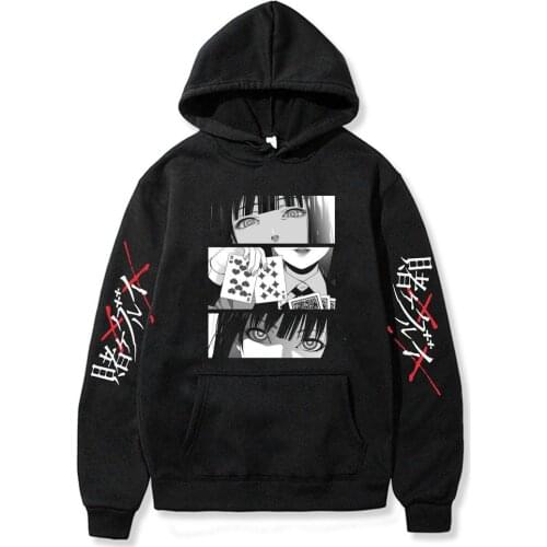 SUNOWE Japanese Anime Kakegurui Hoodies Long Sleeve Casual Black Men Women High Quality Hoodies Harajuku Anime Hoodie Hooded