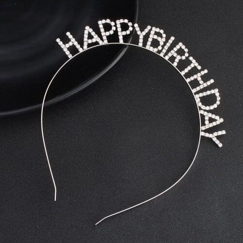 Happy Birthday Headbands Gold Silver Alloy Hair Clips Hair Ornaments Birthday Party Decoration Kids Birthday Hats Crown