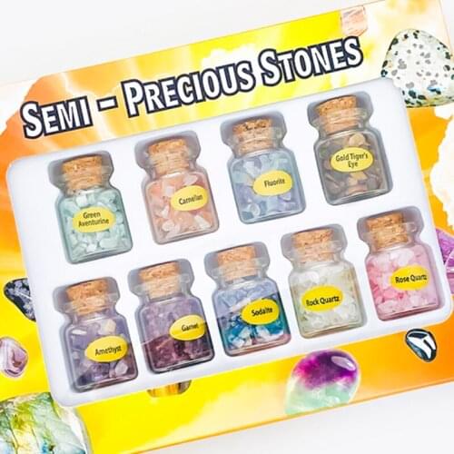 Boxed Natural Stone Gravel Decoration Ornaments Healing Agate Crystal Gem Crystal Bottle Drifting Bottle Charms Wholesale Price