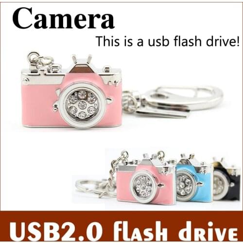 Mini Metal Camera Usb Flash Drive 128gb 64gb 32gb 8gb 16gb 4gb Waterproof Pendrive Pink Black Blue Usb Stick Real Capacity
