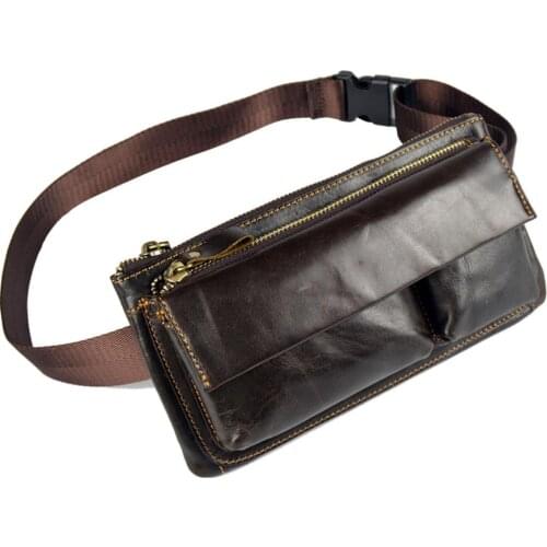Men Oil Wax Leather Cowhide Vintage Travel Riding Motorcycle Hip Bum Belt Pouch Fanny Pack Waist Purse Clutch Bag