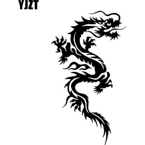 YJZT 9.6CM*17.2CM Dragon Mythological Creativity Car Sticker Body Of Car Decor Vinyl Decal Black/Silver C4-2337
