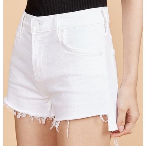 Three Colors Womens Denim Shorts Irregular Frayed High Waist Simple Ladies Shorts Summer 2021