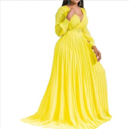 Woman Dress 2021 Spring Sexy Deep V Neck Ball Gown Maxi Dresses Casual Plus Size Slim Solid Banquet Long Party Dress 6 Color